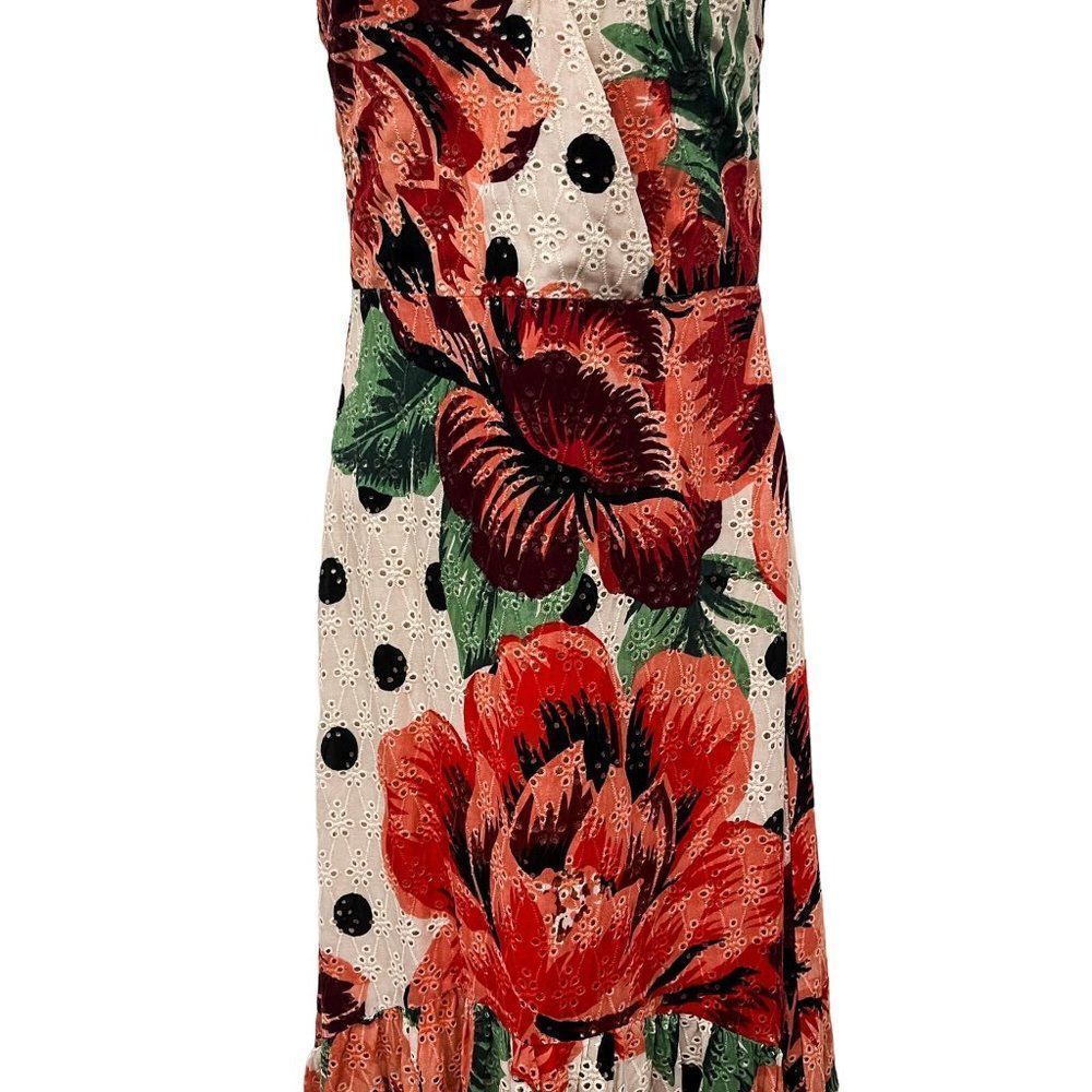 Farm Rio Eyelet Riviera Eyelet Maxi Dress Natural Motif Floral Anthropologie - Picture 10 of 16